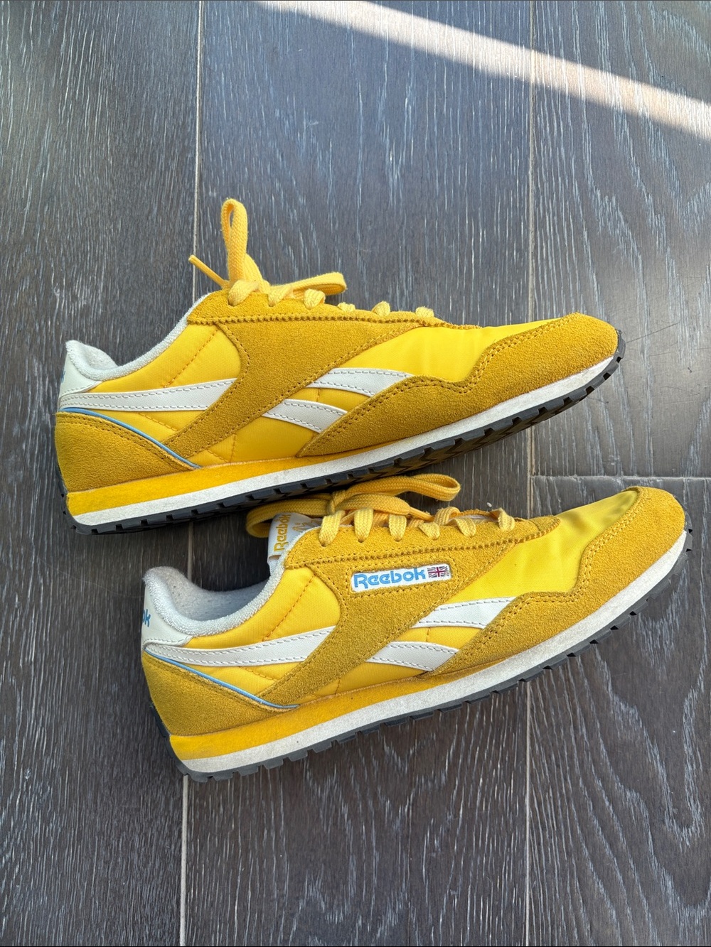 Reebok Yellow and White Classic Sneakers